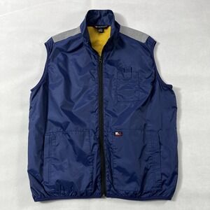 Ralph Laure Polo Jeans Co Vest Men Large Blue Nylon Full Zip Pockets Windbreaker